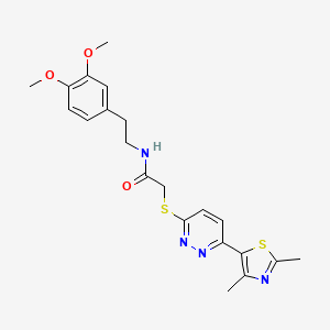molecular formula C21H24N4O3S2 B6520373 N-[2-(3,4-dimethoxyphenyl)ethyl]-2-{[6-(2,4-dimethyl-1,3-thiazol-5-yl)pyridazin-3-yl]sulfanyl}acetamide CAS No. 887211-84-9
