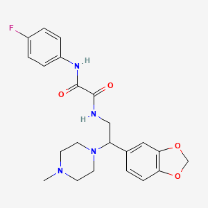 molecular formula C22H25FN4O4 B6520440 N-[2-(2H-1,3-benzodioxol-5-yl)-2-(4-methylpiperazin-1-yl)ethyl]-N'-(4-fluorophenyl)ethanediamide CAS No. 896339-09-6