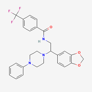 molecular formula C27H26F3N3O3 B6520453 N-[2-(2H-1,3-benzodioxol-5-yl)-2-(4-phenylpiperazin-1-yl)ethyl]-4-(trifluoromethyl)benzamide CAS No. 896347-15-2
