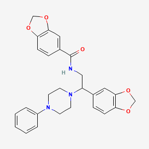 molecular formula C27H27N3O5 B6520461 N-[2-(2H-1,3-benzodioxol-5-yl)-2-(4-phenylpiperazin-1-yl)ethyl]-2H-1,3-benzodioxole-5-carboxamide CAS No. 896348-67-7