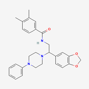 molecular formula C28H31N3O3 B6520462 N-[2-(2H-1,3-benzodioxol-5-yl)-2-(4-phenylpiperazin-1-yl)ethyl]-3,4-dimethylbenzamide CAS No. 896347-92-5