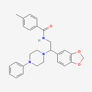 molecular formula C27H29N3O3 B6520469 N-[2-(2H-1,3-benzodioxol-5-yl)-2-(4-phenylpiperazin-1-yl)ethyl]-4-methylbenzamide CAS No. 896348-91-7