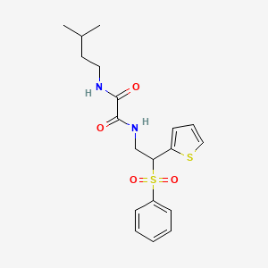 molecular formula C19H24N2O4S2 B6520471 N'-[2-(benzenesulfonyl)-2-(thiophen-2-yl)ethyl]-N-(3-methylbutyl)ethanediamide CAS No. 896331-83-2