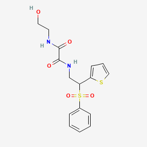 molecular formula C16H18N2O5S2 B6520487 N'-[2-(benzenesulfonyl)-2-(thiophen-2-yl)ethyl]-N-(2-hydroxyethyl)ethanediamide CAS No. 896332-88-0