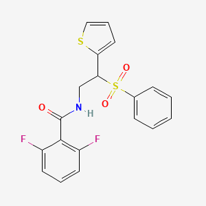 molecular formula C19H15F2NO3S2 B6520490 N-[2-(benzenesulfonyl)-2-(thiophen-2-yl)ethyl]-2,6-difluorobenzamide CAS No. 896333-25-8