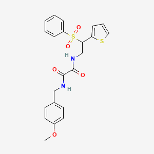 molecular formula C22H22N2O5S2 B6520491 N-[2-(benzenesulfonyl)-2-(thiophen-2-yl)ethyl]-N'-[(4-methoxyphenyl)methyl]ethanediamide CAS No. 896333-65-6