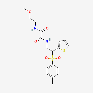 molecular formula C18H22N2O5S2 B6520510 N-(2-methoxyethyl)-N'-[2-(4-methylbenzenesulfonyl)-2-(thiophen-2-yl)ethyl]ethanediamide CAS No. 896340-59-3