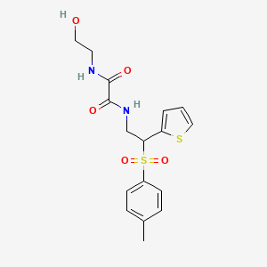 molecular formula C17H20N2O5S2 B6520526 N-(2-hydroxyethyl)-N'-[2-(4-methylbenzenesulfonyl)-2-(thiophen-2-yl)ethyl]ethanediamide CAS No. 896341-13-2