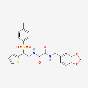 molecular formula C23H22N2O6S2 B6520530 N-[(2H-1,3-benzodioxol-5-yl)methyl]-N'-[2-(4-methylbenzenesulfonyl)-2-(thiophen-2-yl)ethyl]ethanediamide CAS No. 896341-97-2