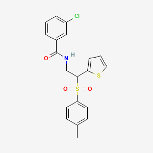 molecular formula C20H18ClNO3S2 B6520545 3-chloro-N-[2-(4-methylbenzenesulfonyl)-2-(thiophen-2-yl)ethyl]benzamide CAS No. 896343-86-5