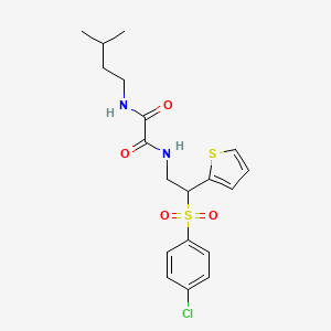 molecular formula C19H23ClN2O4S2 B6520577 N'-[2-(4-chlorobenzenesulfonyl)-2-(thiophen-2-yl)ethyl]-N-(3-methylbutyl)ethanediamide CAS No. 896319-02-1