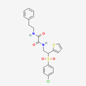 molecular formula C22H21ClN2O4S2 B6520607 N-[2-(4-chlorobenzenesulfonyl)-2-(thiophen-2-yl)ethyl]-N'-(2-phenylethyl)ethanediamide CAS No. 896323-29-8