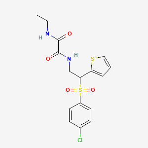 molecular formula C16H17ClN2O4S2 B6520617 N'-[2-(4-chlorobenzenesulfonyl)-2-(thiophen-2-yl)ethyl]-N-ethylethanediamide CAS No. 896323-67-4
