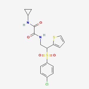 molecular formula C17H17ClN2O4S2 B6520620 N'-[2-(4-chlorobenzenesulfonyl)-2-(thiophen-2-yl)ethyl]-N-cyclopropylethanediamide CAS No. 896323-91-4