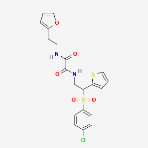 molecular formula C20H19ClN2O5S2 B6520635 N'-[2-(4-chlorobenzenesulfonyl)-2-(thiophen-2-yl)ethyl]-N-[2-(furan-2-yl)ethyl]ethanediamide CAS No. 896325-51-2