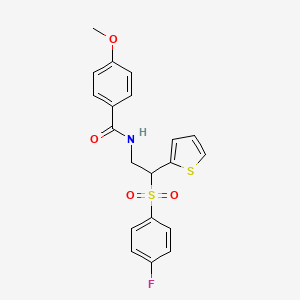 molecular formula C20H18FNO4S2 B6520638 N-[2-(4-fluorobenzenesulfonyl)-2-(thiophen-2-yl)ethyl]-4-methoxybenzamide CAS No. 896325-58-9