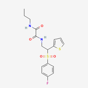 molecular formula C17H19FN2O4S2 B6520642 N'-[2-(4-fluorobenzenesulfonyl)-2-(thiophen-2-yl)ethyl]-N-propylethanediamide CAS No. 896326-35-5