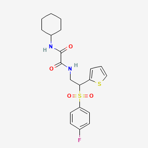 molecular formula C20H23FN2O4S2 B6520649 N'-cyclohexyl-N-[2-(4-fluorobenzenesulfonyl)-2-(thiophen-2-yl)ethyl]ethanediamide CAS No. 896326-83-3