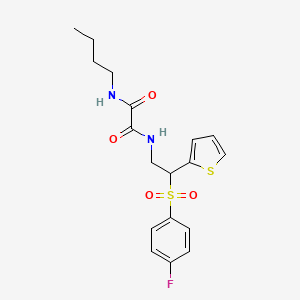 molecular formula C18H21FN2O4S2 B6520657 N-butyl-N'-[2-(4-fluorobenzenesulfonyl)-2-(thiophen-2-yl)ethyl]ethanediamide CAS No. 896326-90-2