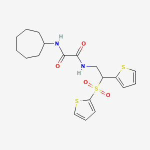 molecular formula C19H24N2O4S3 B6520699 N'-cycloheptyl-N-[2-(thiophen-2-yl)-2-(thiophene-2-sulfonyl)ethyl]ethanediamide CAS No. 896337-61-4