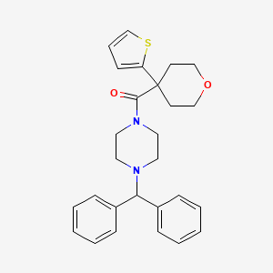 molecular formula C27H30N2O2S B6520715 1-(diphenylmethyl)-4-[4-(thiophen-2-yl)oxane-4-carbonyl]piperazine CAS No. 877649-70-2