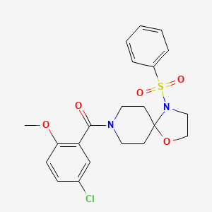 molecular formula C21H23ClN2O5S B6520728 4-(benzenesulfonyl)-8-(5-chloro-2-methoxybenzoyl)-1-oxa-4,8-diazaspiro[4.5]decane CAS No. 903305-14-6