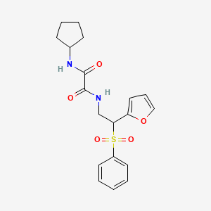 molecular formula C19H22N2O5S B6520739 N'-[2-(benzenesulfonyl)-2-(furan-2-yl)ethyl]-N-cyclopentylethanediamide CAS No. 896313-07-8