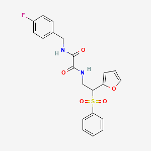 molecular formula C21H19FN2O5S B6520750 N-[2-(benzenesulfonyl)-2-(furan-2-yl)ethyl]-N'-[(4-fluorophenyl)methyl]ethanediamide CAS No. 896314-65-1