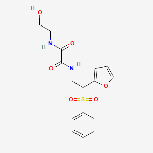 molecular formula C16H18N2O6S B6520752 N'-[2-(benzenesulfonyl)-2-(furan-2-yl)ethyl]-N-(2-hydroxyethyl)ethanediamide CAS No. 896314-72-0