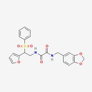 molecular formula C22H20N2O7S B6520763 N'-[2-(benzenesulfonyl)-2-(furan-2-yl)ethyl]-N-[(2H-1,3-benzodioxol-5-yl)methyl]ethanediamide CAS No. 896315-48-3