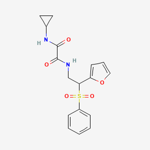 molecular formula C17H18N2O5S B6520773 N'-[2-(benzenesulfonyl)-2-(furan-2-yl)ethyl]-N-cyclopropylethanediamide CAS No. 896318-91-5