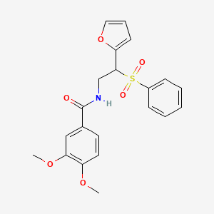 molecular formula C21H21NO6S B6520781 N-[2-(benzenesulfonyl)-2-(furan-2-yl)ethyl]-3,4-dimethoxybenzamide CAS No. 896319-64-5