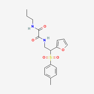molecular formula C18H22N2O5S B6520795 N'-[2-(furan-2-yl)-2-(4-methylbenzenesulfonyl)ethyl]-N-propylethanediamide CAS No. 896321-41-8