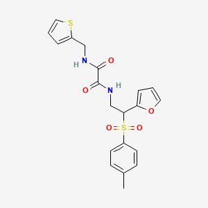 molecular formula C20H20N2O5S2 B6520855 N'-[2-(furan-2-yl)-2-(4-methylbenzenesulfonyl)ethyl]-N-[(thiophen-2-yl)methyl]ethanediamide CAS No. 896323-40-3