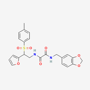 molecular formula C23H22N2O7S B6520863 N-[(2H-1,3-benzodioxol-5-yl)methyl]-N'-[2-(furan-2-yl)-2-(4-methylbenzenesulfonyl)ethyl]ethanediamide CAS No. 896323-25-4