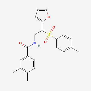 molecular formula C22H23NO4S B6520878 N-[2-(furan-2-yl)-2-(4-methylbenzenesulfonyl)ethyl]-3,4-dimethylbenzamide CAS No. 896325-54-5