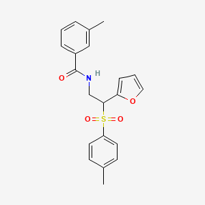 molecular formula C21H21NO4S B6520895 N-[2-(furan-2-yl)-2-(4-methylbenzenesulfonyl)ethyl]-3-methylbenzamide CAS No. 896327-82-5