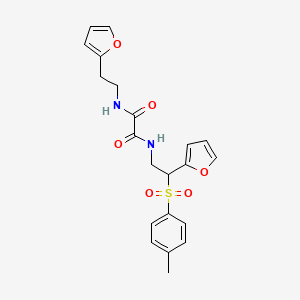 molecular formula C21H22N2O6S B6520905 N'-[2-(furan-2-yl)-2-(4-methylbenzenesulfonyl)ethyl]-N-[2-(furan-2-yl)ethyl]ethanediamide CAS No. 896328-10-2