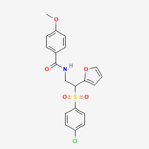 molecular formula C20H18ClNO5S B6520908 N-[2-(4-chlorobenzenesulfonyl)-2-(furan-2-yl)ethyl]-4-methoxybenzamide CAS No. 877816-18-7