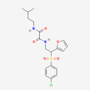 molecular formula C19H23ClN2O5S B6520914 N'-[2-(4-chlorobenzenesulfonyl)-2-(furan-2-yl)ethyl]-N-(3-methylbutyl)ethanediamide CAS No. 896329-01-4