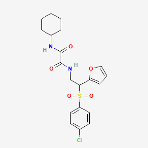 molecular formula C20H23ClN2O5S B6520915 N-[2-(4-chlorobenzenesulfonyl)-2-(furan-2-yl)ethyl]-N'-cyclohexylethanediamide CAS No. 896329-37-6