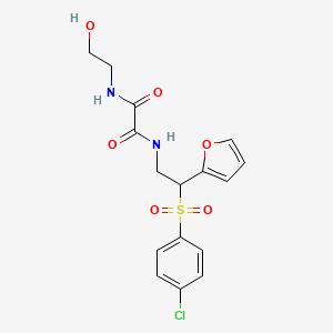 molecular formula C16H17ClN2O6S B6520920 N'-[2-(4-chlorobenzenesulfonyl)-2-(furan-2-yl)ethyl]-N-(2-hydroxyethyl)ethanediamide CAS No. 896329-95-6