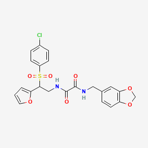 molecular formula C22H19ClN2O7S B6520938 N-[(2H-1,3-benzodioxol-5-yl)methyl]-N'-[2-(4-chlorobenzenesulfonyl)-2-(furan-2-yl)ethyl]ethanediamide CAS No. 877816-28-9