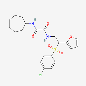 molecular formula C21H25ClN2O5S B6520954 N-[2-(4-chlorobenzenesulfonyl)-2-(furan-2-yl)ethyl]-N'-cycloheptylethanediamide CAS No. 896332-57-3