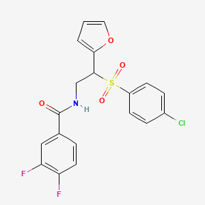 molecular formula C19H14ClF2NO4S B6520978 N-[2-(4-chlorobenzenesulfonyl)-2-(furan-2-yl)ethyl]-3,4-difluorobenzamide CAS No. 877816-46-1