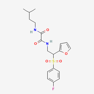 molecular formula C19H23FN2O5S B6520987 N'-[2-(4-fluorobenzenesulfonyl)-2-(furan-2-yl)ethyl]-N-(3-methylbutyl)ethanediamide CAS No. 896336-47-3