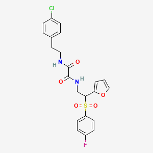 molecular formula C22H20ClFN2O5S B6521006 N'-[2-(4-chlorophenyl)ethyl]-N-[2-(4-fluorobenzenesulfonyl)-2-(furan-2-yl)ethyl]ethanediamide CAS No. 896309-43-6