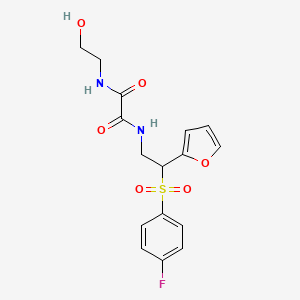 molecular formula C16H17FN2O6S B6521009 N'-[2-(4-fluorobenzenesulfonyl)-2-(furan-2-yl)ethyl]-N-(2-hydroxyethyl)ethanediamide CAS No. 896309-28-7