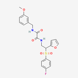 molecular formula C22H21FN2O6S B6521045 N-[2-(4-fluorobenzenesulfonyl)-2-(furan-2-yl)ethyl]-N'-[(3-methoxyphenyl)methyl]ethanediamide CAS No. 896311-71-0