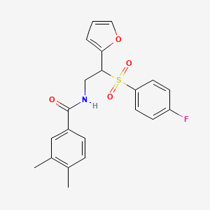 molecular formula C21H20FNO4S B6521050 N-[2-(4-fluorobenzenesulfonyl)-2-(furan-2-yl)ethyl]-3,4-dimethylbenzamide CAS No. 896312-35-9